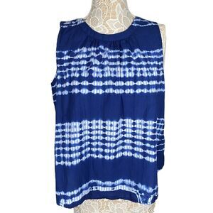 Sonoma Women's Large 100% Cotton Tie-Dye Striped Swing Tank